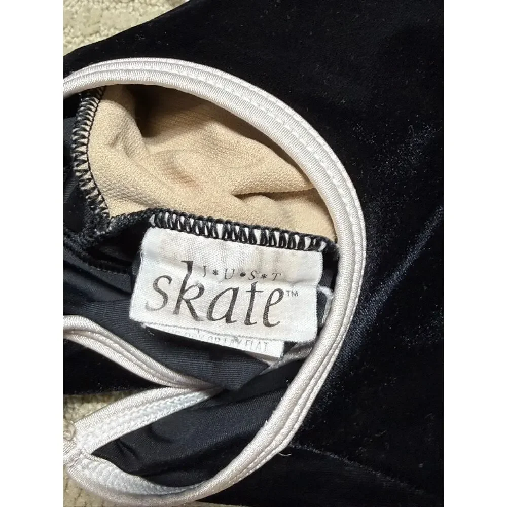 Vintage Just Skate Iceskating Dance Costume Leopard Black Velvet White Size 4T